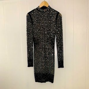 Black Rhinestone Mesh Dress